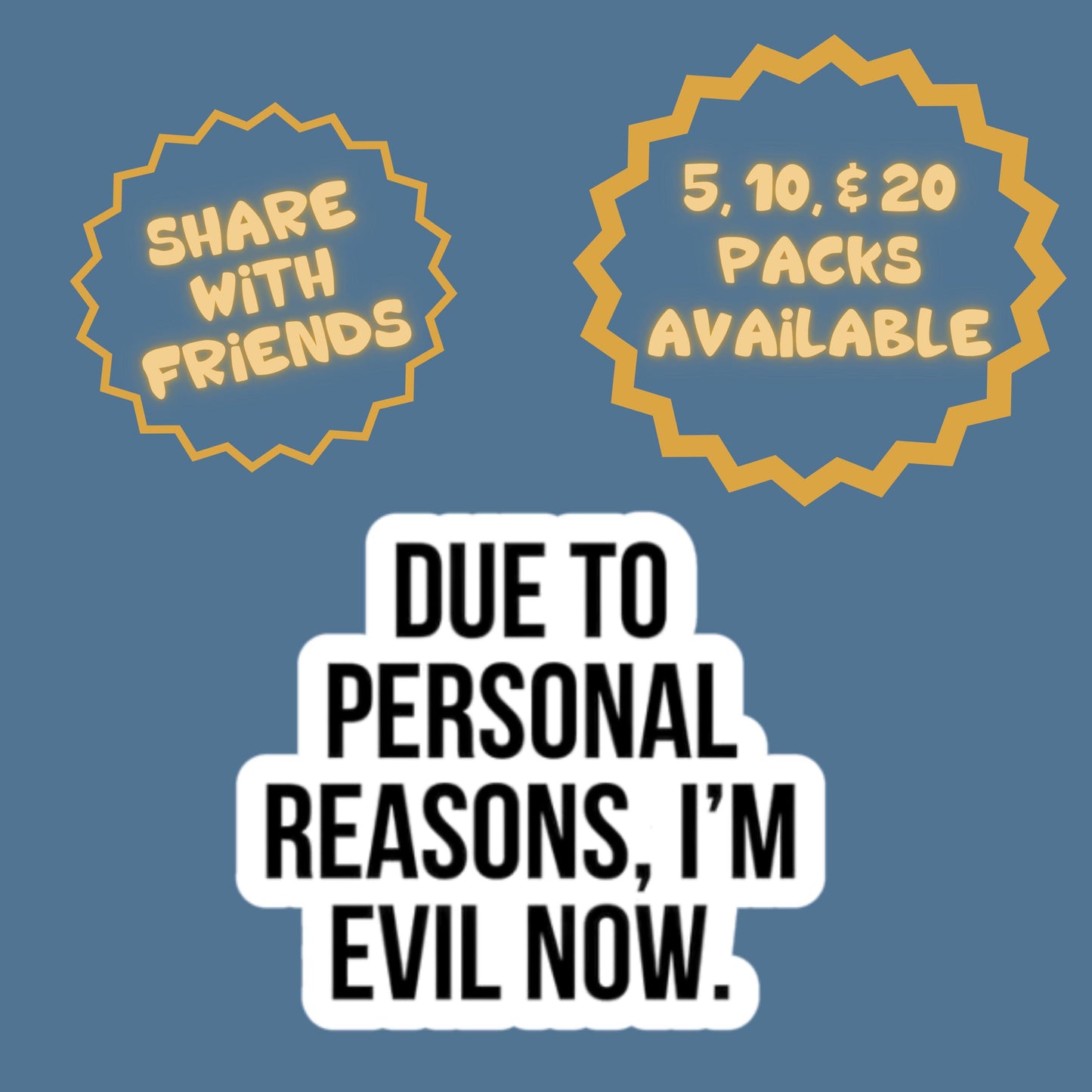 Due to Personal Reasons I'm Evil Now Sticker, Funny Dark Humor Stickers, Sarcastic Antihero Aesthetic, Goth Snarky Quote Sticker for Laptops