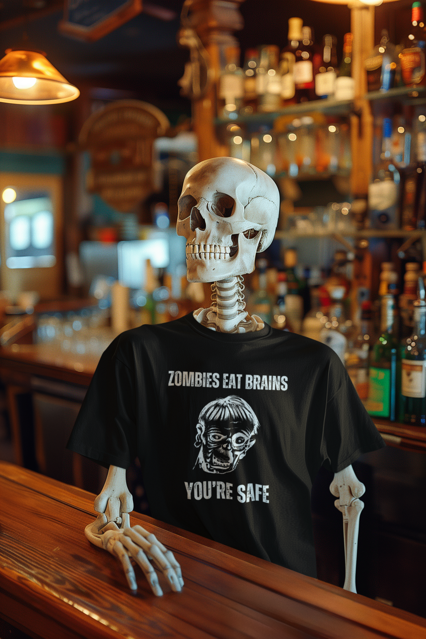 Zombies Eat Brains, You're Safe Sarcastic Halloween Tee, Funny Unisex T-Shirt