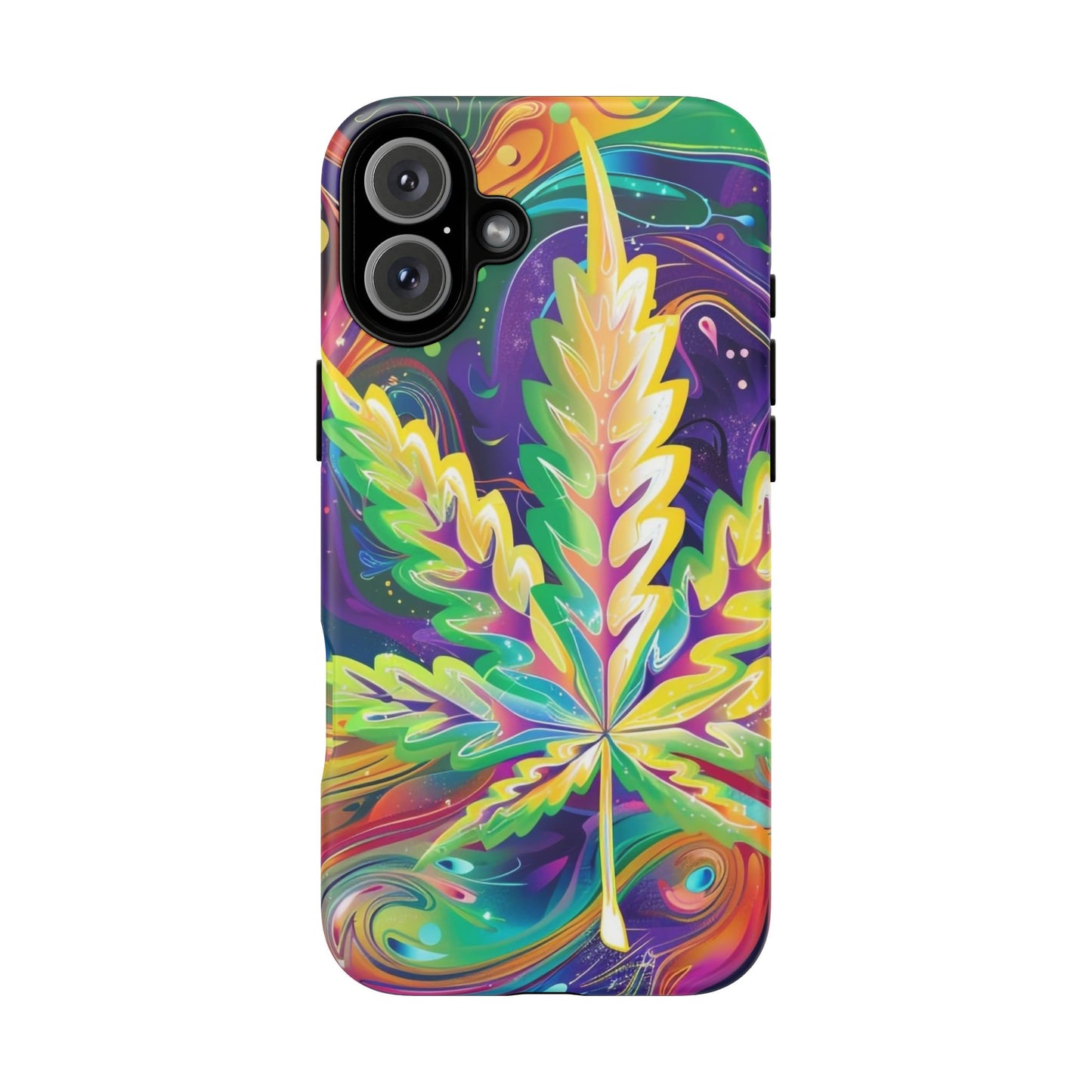 Trippy Weed Tough Phone Case for iPhone 16, 15, 14, & 13 – Psychedelic Vibes & Durable Protection