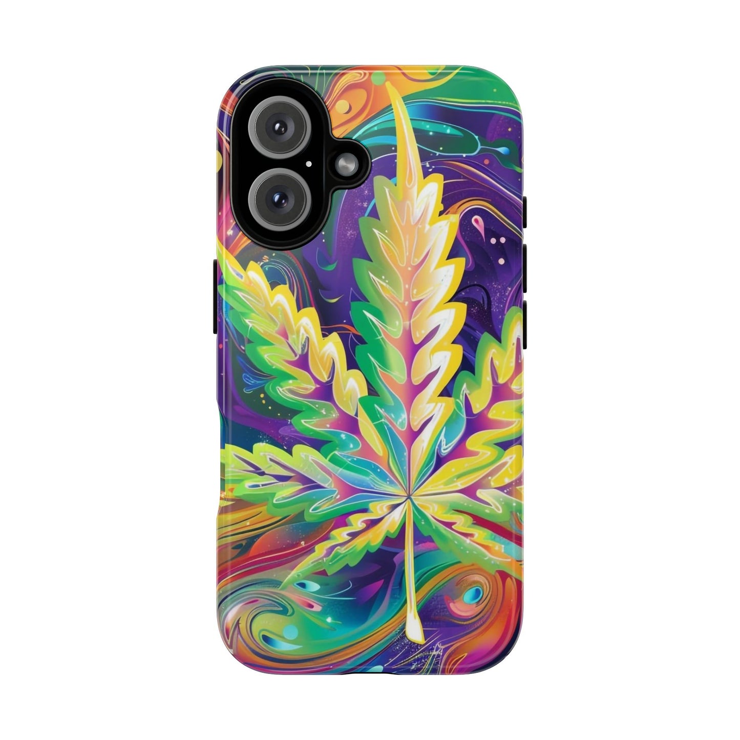 Trippy Weed Tough Phone Case for iPhone 16, 15, 14, & 13 – Psychedelic Vibes & Durable Protection