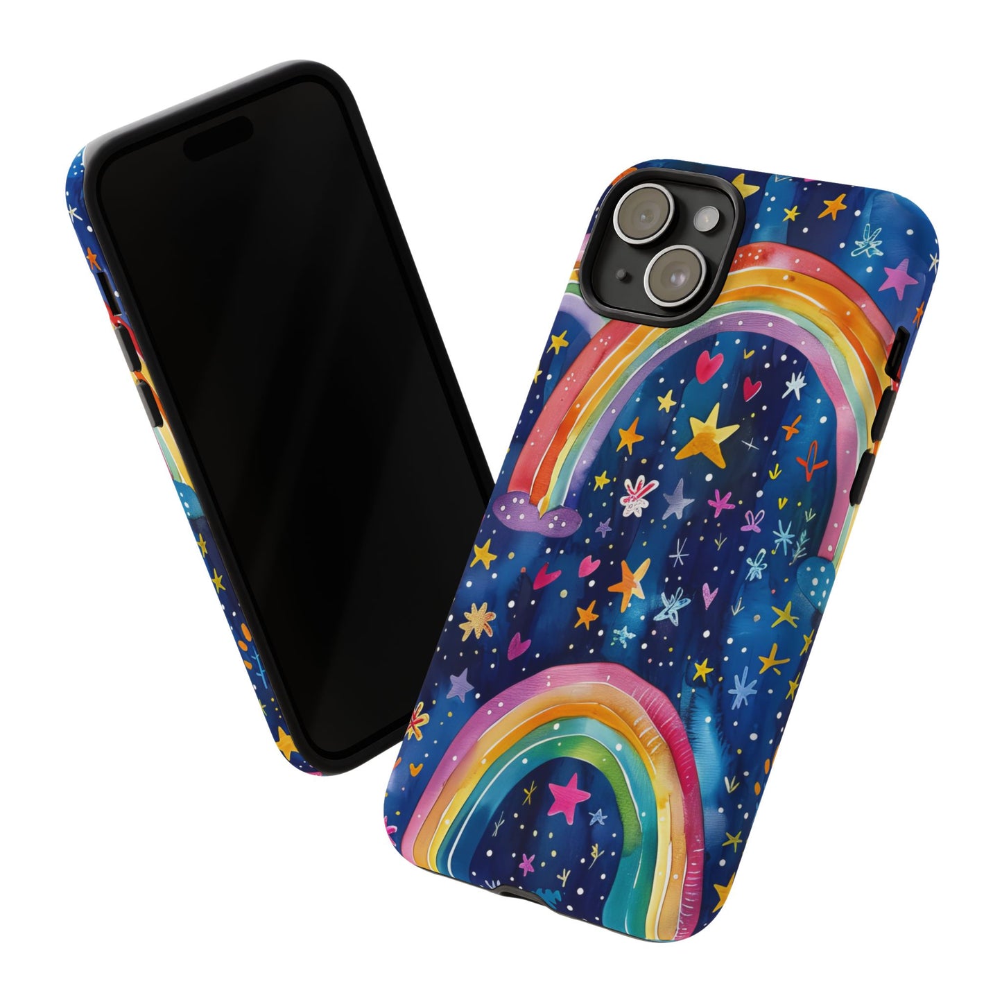 Colorful Rainbow Dreams - Psychedelic Stars Tough Phone Case for iPhone 16, 15, 14, 13, & 12 - Durable Protection