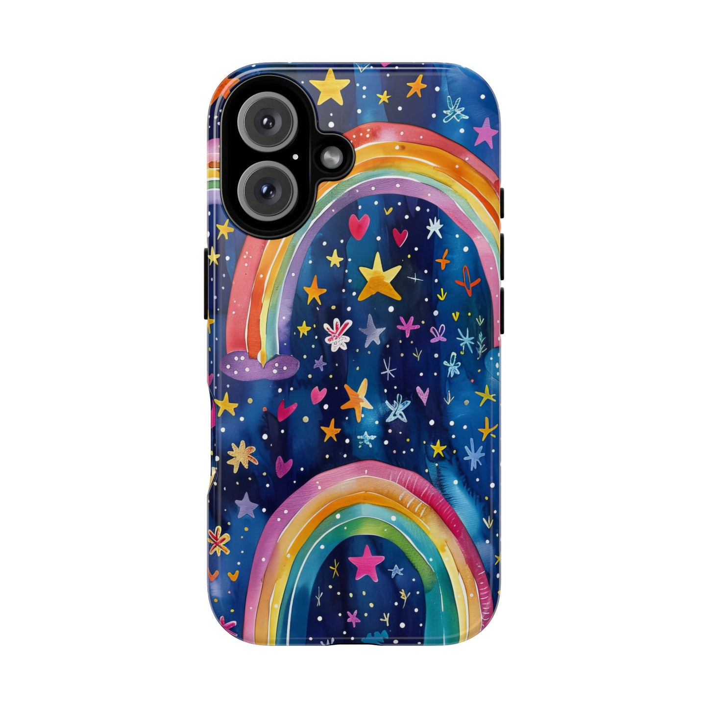 Colorful Rainbow Dreams - Psychedelic Stars Tough Phone Case for iPhone 16, 15, 14, 13, & 12 - Durable Protection