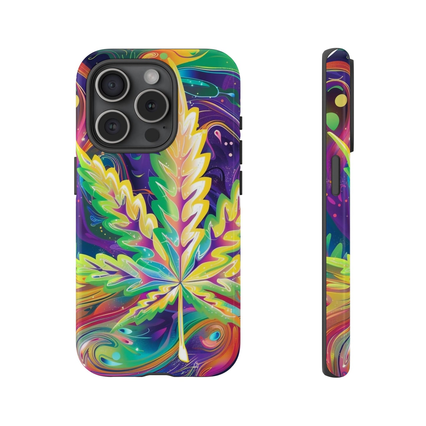 Trippy Weed Tough Phone Case for iPhone 16, 15, 14, & 13 – Psychedelic Vibes & Durable Protection