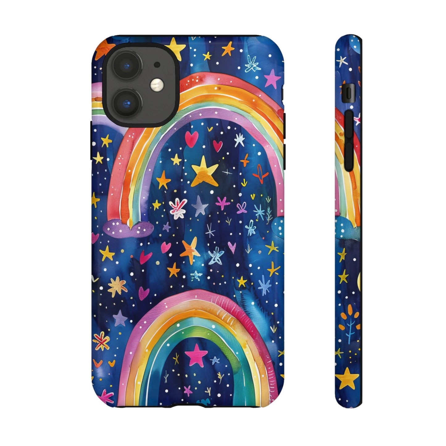 Colorful Rainbow Dreams - Psychedelic Stars Tough Phone Case for iPhone 16, 15, 14, 13, & 12 - Durable Protection