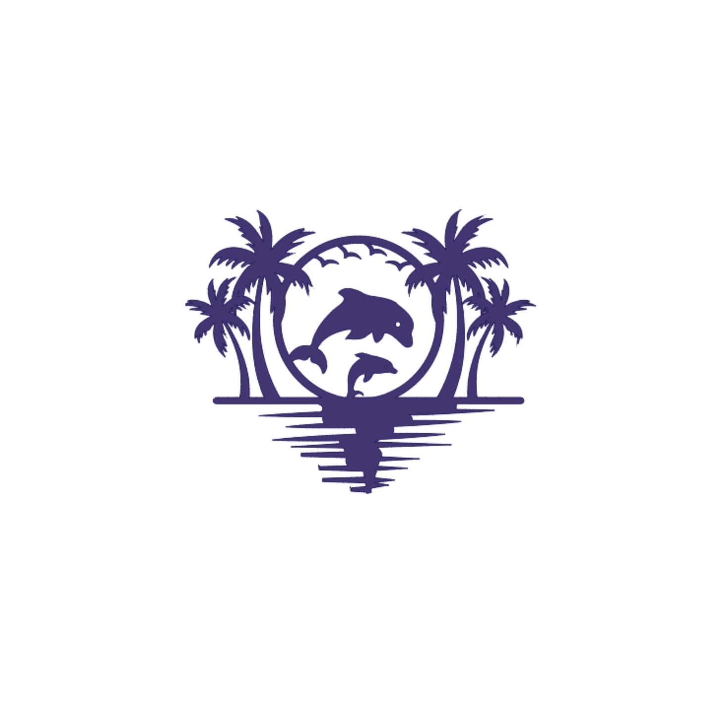 Dolphins Jumping At Sunset with Palm Trees Vinyl Decal