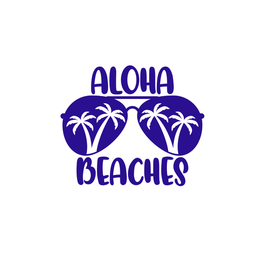 Aloha Beaches with Palm Trees & Shades Vinyl Decal