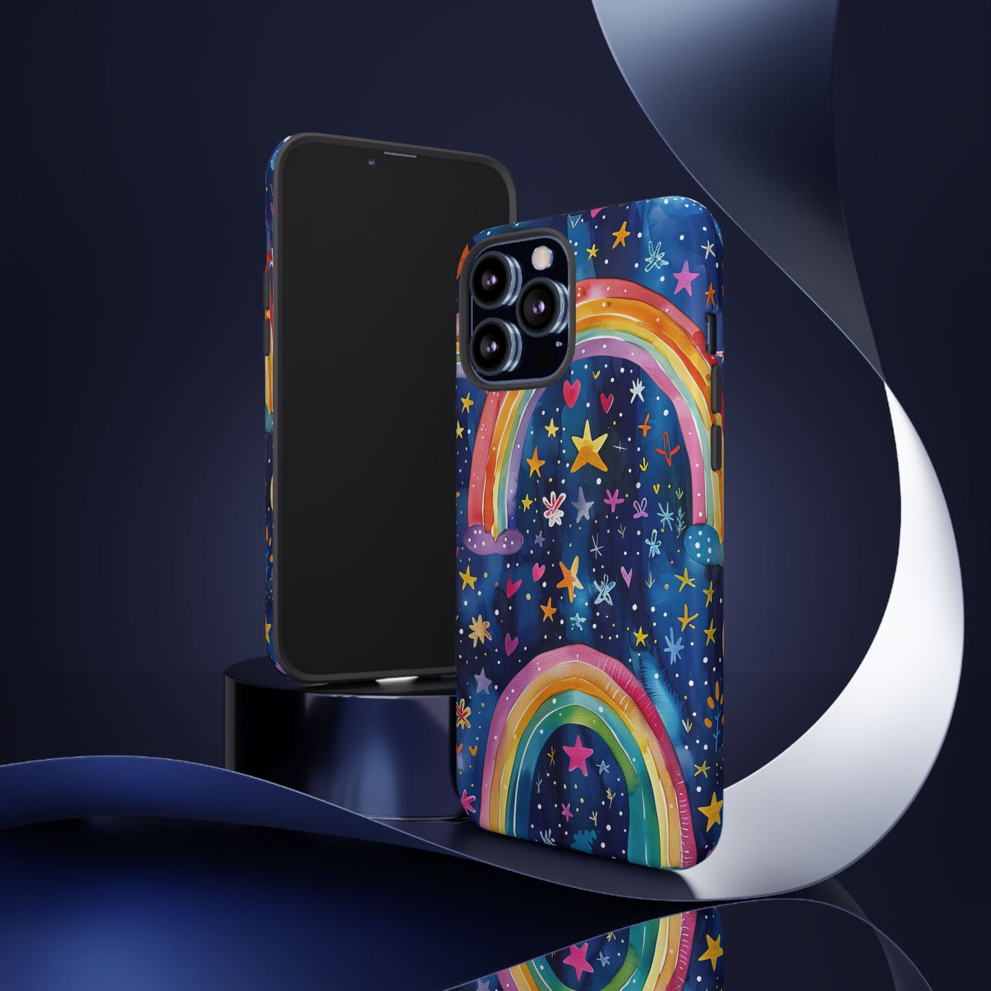 Colorful Rainbow Dreams - Psychedelic Stars Tough Phone Case for iPhone 16, 15, 14, 13, & 12 - Durable Protection