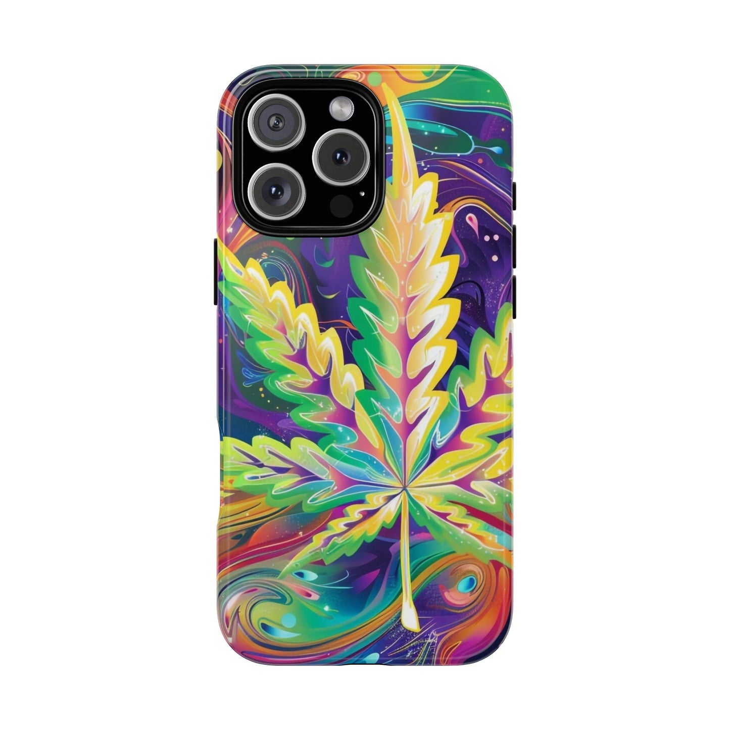 Trippy Weed Tough Phone Case for iPhone 16, 15, 14, & 13 – Psychedelic Vibes & Durable Protection