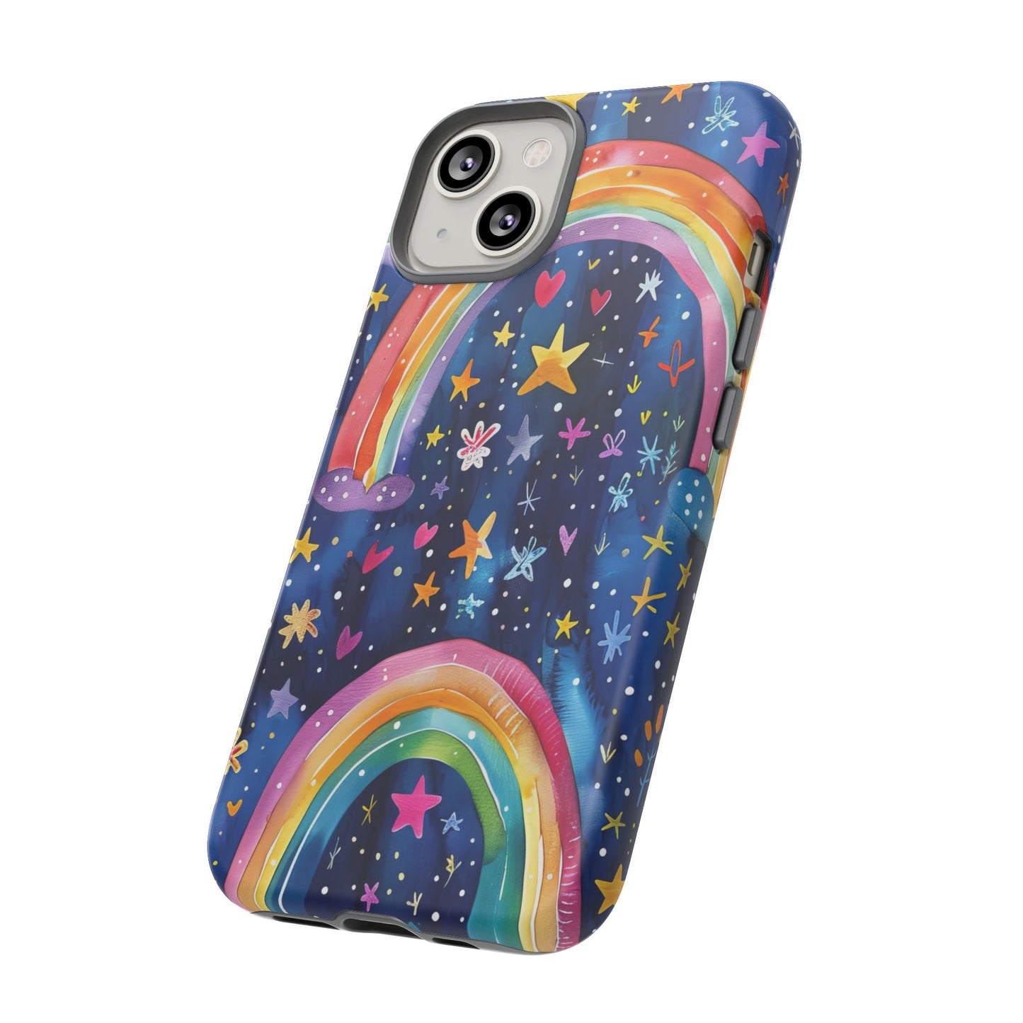 Colorful Rainbow Dreams - Psychedelic Stars Tough Phone Case for iPhone 16, 15, 14, 13, & 12 - Durable Protection