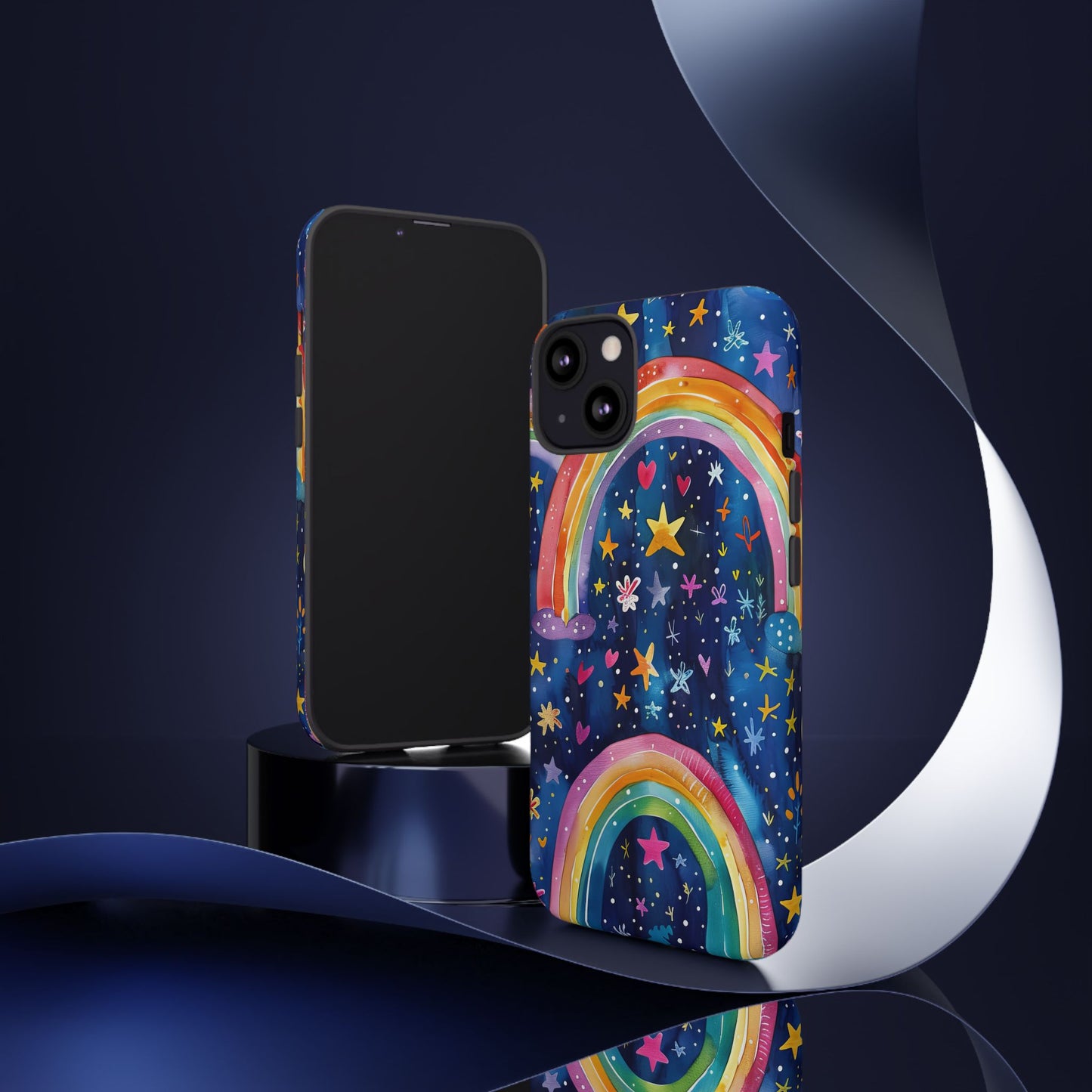 Colorful Rainbow Dreams - Psychedelic Stars Tough Phone Case for iPhone 16, 15, 14, 13, & 12 - Durable Protection